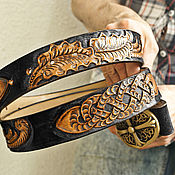 Аксессуары handmade. Livemaster - original item Men`s leather belt with Celtic knot and oak leaves. Handmade.