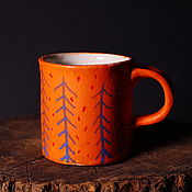 Посуда handmade. Livemaster - original item Cup. Christmas trees at dawn. Handmade.