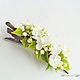 Hair clip 'Sprig of white Crabapple'. Flowers from polymer clay. Hairpins. Mozza-Flowers. My Livemaster. Фото №4