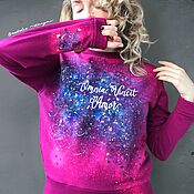 Одежда handmade. Livemaster - original item Sweatshirt with a Cosmos pattern. Customization painting of clothes. Handmade.