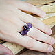 Brass ring with amethyst Purple ring with natural stones. Rings. Strangell Jewelry. My Livemaster. Фото №4
