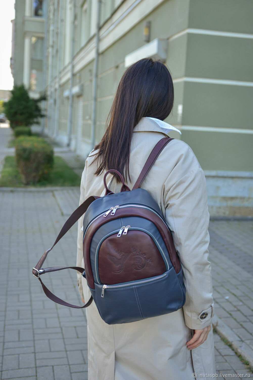 Рюкзаки: Рюкзак женский кожаный бордовый серый Рокси Мод. Р43-741-1 в ...