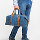 Кожаная дорожно - спортивная сумка ( синий джинс). Спортивная сумка. ЭклектикАрт. Интернет-магазин Ярмарка Мастеров.  Фото №2
