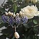 Брошь-подвес с жемчугом и эмалью. Брошь-булавка. Jewelry fashion. Ярмарка Мастеров.  Фото №4