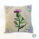Cushion with embroidered Thistle cushion, decorative interior, Pillow, Gelendzhik,  Фото №1