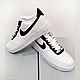 Кроссовки белые, кастом кроссовок Nike Air Force,чёрный,ручная роспись. Кроссовки. Olgavolgoart. Роспись одежды и обуви. Кастом. Ярмарка Мастеров.  Фото №4