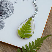 Украшения handmade. Livemaster - original item Transparent drop pendant with a real fern leaf in resin. Handmade.