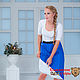 Order Double-sided synthetic polyester skirt with elastic blue and white. Slavyanskie uzory. Livemaster. . Skirts Фото №3