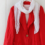 Одежда handmade. Livemaster - original item Jacket with open edges made of red linen. Handmade.