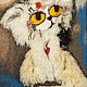 Гобелен Белый кот, авторская объемная картина ручной работы, Гобелен, Златоуст,  Фото №1
