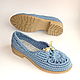 Lady G knitted moccasins, blue cotton. Moccasins. florina34. My Livemaster. Фото №5