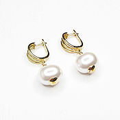 Украшения handmade. Livemaster - original item Natural Pearl Earrings, Gold Pearl Earrings 2024. Handmade.