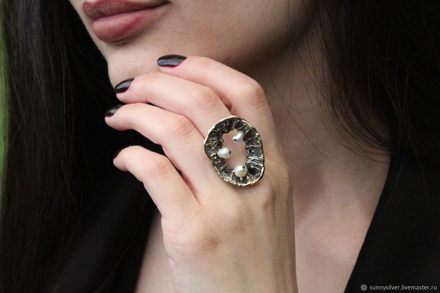 Vulkan ring with 925 sterling silver pearls IV0037, Rings, Yerevan,  Фото №1