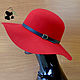 Stylish wide-brimmed hat of felt with a soft brim. Red. Hats1. Mishan (mishan). My Livemaster. Фото №6