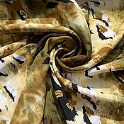 Ткань Батист Шёлк с Вискозой Фантазийные Узоры на Мятном фоне Италия