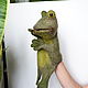Frog green glove toy on hand. Puppets. Puppet show. AnzhWoolToy (AnzhelikaK). Online shopping on My Livemaster.  Фото №2