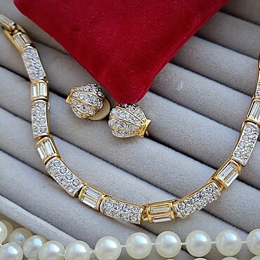 Винтаж ручной работы. Ярмарка Мастеров - ручная работа Винтаж: SWAROVSKI Комплект браслет и клипсы Жемчужница. Handmade.