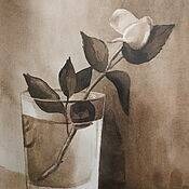 Картины и панно handmade. Livemaster - original item Watercolor painting of a Rose in a Glass. Handmade.