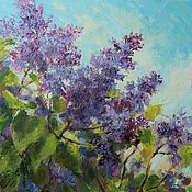 Картины и панно handmade. Livemaster - original item Branch of lilac. Oil painting. Handmade.
