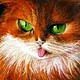 КОТЭ выполнен на оргалите масляными красками\r\n ручная работа - холст, масло.\r\nОгненная кошка с игривым характером.