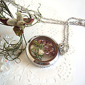 Украшения handmade. Livemaster - original item Transparent Pendant Flowers Moss Forest Pendant in silver Living Memory Locket. Handmade.