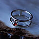 Серебряное кольцо на фалангу с гранатом пирамидкой, Фаланговое кольцо, Москва,  Фото №1