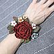 Peony Dali Handmade Braided Leather Bracelet with Flowers. Braided bracelet. ms. Decorator. My Livemaster. Фото №5