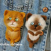 Украшения handmade. Livemaster - original item felted Cat brooch. Handmade.