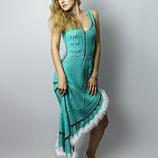 Одежда handmade. Livemaster - original item The dress is knitted asymmetrical with a pattern of leaves. Handmade.