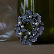 Украшения handmade. Livemaster - original item Pearl Garden brooch silver, pearl, blackening. Handmade.