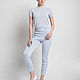 Knitted suit with a t-shirt and trousers of pale blue color, Home costumes, Tolyatti,  Фото №1