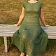 Openwork linen dress knitted lace dark green Forest Fairy, Dresses, Ekaterinburg,  Фото №1