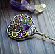 The Key to the Heart pendant made of brass with amethyst, Pendant, Ulan-Ude,  Фото №1