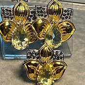 Украшения handmade. Livemaster - original item Golden Orchid set with citrines and sapphires. Handmade.