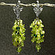 Chrysolite earrings with Swarovski crystals, Earrings, Moscow,  Фото №1