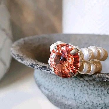 Украшения ручной работы. Ярмарка Мастеров - ручная работа Кольцо с кристаллом Swarovski. Handmade.