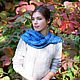 Silk scarf 'the Calm sea' Indigo Shibori silk, Scarves, Moscow,  Фото №1