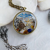 Украшения handmade. Livemaster - original item Pendant with shells. Resin pendant with starfish. Handmade.