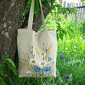 Сумки и аксессуары handmade. Livemaster - original item shopper: Linen Bag Wildflowers. Painting.. Handmade.