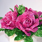 Цветы и флористика handmade. Livemaster - original item Beaded flowers Crimson roses. Handmade.