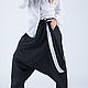 Black linen trousers with suspenders - PA0732LE, Bloomers, Sofia,  Фото №1