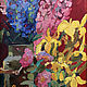 Oil painting. Country flowers. Irises. Lupins. Roses. Garden plants, Pictures, Moscow,  Фото №1