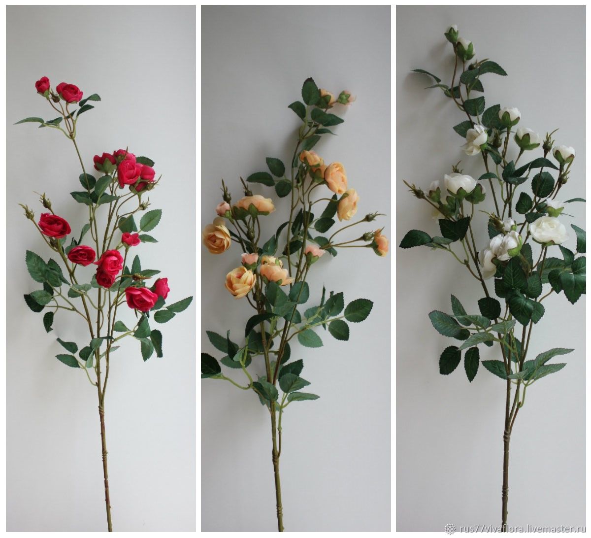 Ветка плетистой розы, 82 см, Цветы искусственные, Москва,  Фото №1