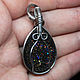 Drop pendant with laboratory green opals in steel wire. Pendants. Mosaic Opal (mosaicopal). My Livemaster. Фото №5