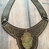 Украшения handmade. Livemaster - original item Pyrite necklace made of leather. Handmade.