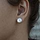 White eye stud earrings silver, pearls, cubic Zirconia. Earrings. stepan-klimov. My Livemaster. Фото №4