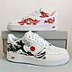 Кроссовки белые кастом Nike Air Force 1 унисекс, дракон волна, роспись. Кроссовки. Olgavolgoart. Роспись одежды и обуви. Кастом. Ярмарка Мастеров.  Фото №14