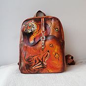 Сумки и аксессуары handmade. Livemaster - original item Custom-painted leather backpack.. Handmade.