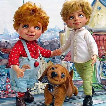 Куклы и игрушки ручной работы. Ярмарка Мастеров - ручная работа Малыш и Карлсон. Серия Сказка-Явь. Авторская кукольная композиция. Handmade.