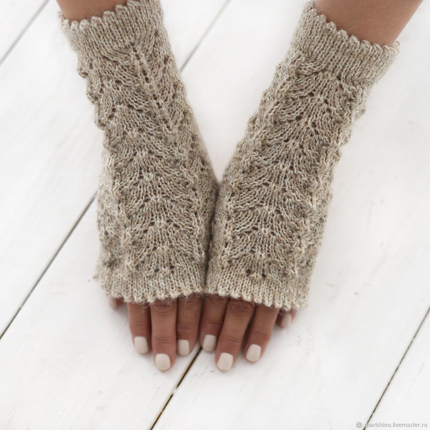 Митенки ажурные спицами